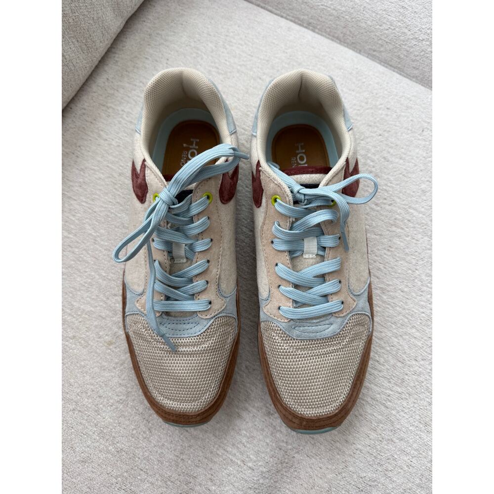 HOFF Women’s Sz 10 Reno Sneakers Suede Colorblock Multi Color Tan Brown Red - Picture 2 of 9